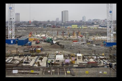 Work on the Olympic site in January 2009
